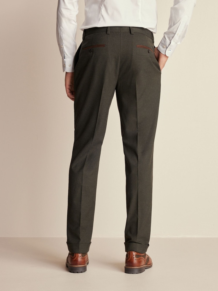 Grün - Tailored Fit - Anzug mit Fischgratmuster: Hose - Image 3 of 9