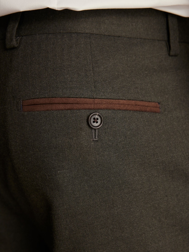 Grün - Tailored Fit - Anzug mit Fischgratmuster: Hose - Image 5 of 9