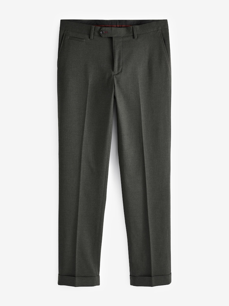 Grün - Tailored Fit - Anzug mit Fischgratmuster: Hose - Image 6 of 9