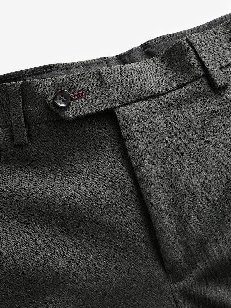Grün - Tailored Fit - Anzug mit Fischgratmuster: Hose - Image 7 of 9