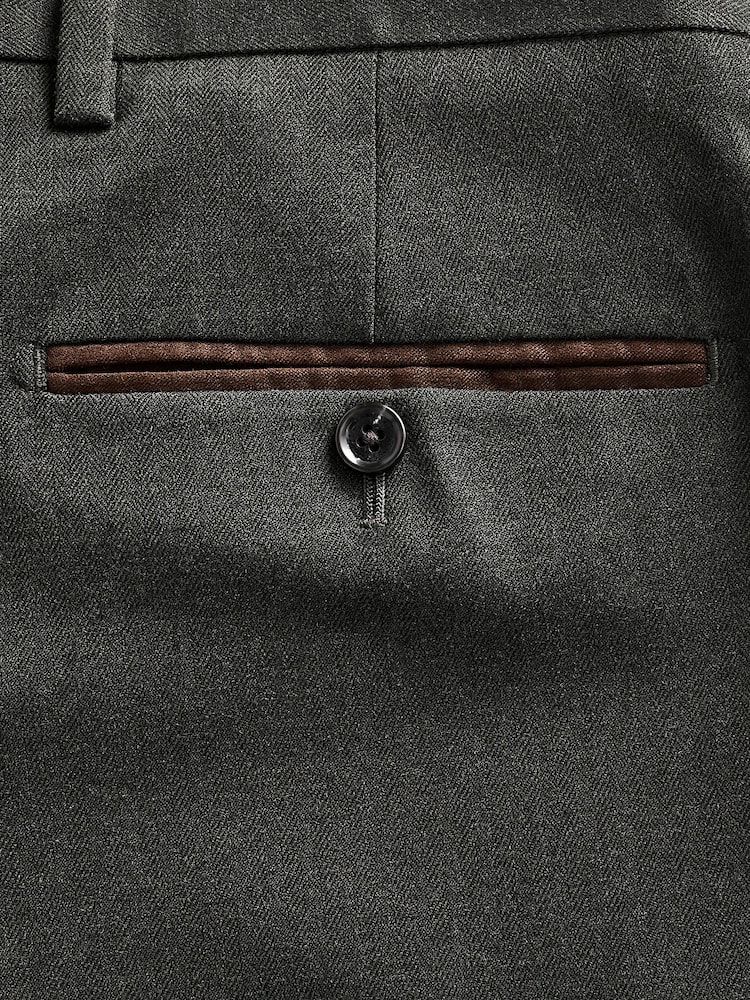 Grün - Tailored Fit - Anzug mit Fischgratmuster: Hose - Image 8 of 9