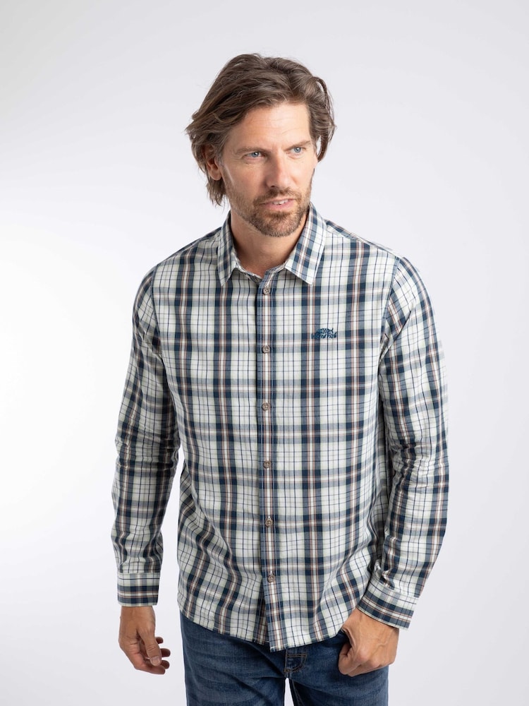 Weird Fish Cream Lando Long Sleeve Check Shirt - Image 1 of 6