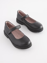 Black Standard Fit (F) School Leather Chunky Mary Jane Shoes - Image 1 of 6