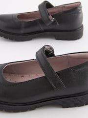 Black Standard Fit (F) School Leather Chunky Mary Jane Shoes - Image 3 of 6