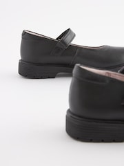 Black Standard Fit (F) School Leather Chunky Mary Jane Shoes - Image 4 of 6