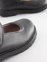 Black Standard Fit (F) School Leather Chunky Mary Jane Shoes - Image 5 of 6