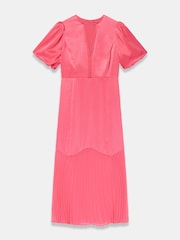 Mint Velvet Pink Satin Pleated Midi Dress - Image 7 of 8