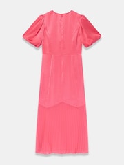 Mint Velvet Pink Satin Pleated Midi Dress - Image 8 of 8