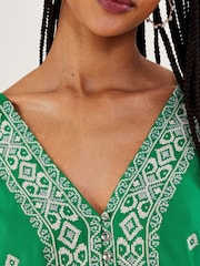 Monsoon Green Embroidered Wide Strap Vest Top - Image 4 of 5