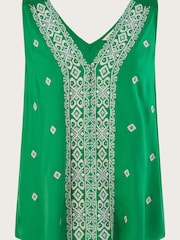 Monsoon Green Embroidered Wide Strap Vest Top - Image 5 of 5