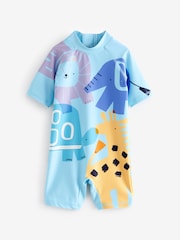Pale Blue Zoo Animal Sunsafe All-In-One Swimsuit (3mths-7yrs) - Image 1 of 9