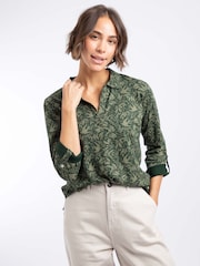 Зелений - Weird Fish Rosalie Printed Jersey Polo Shirt - Image 1 of 5