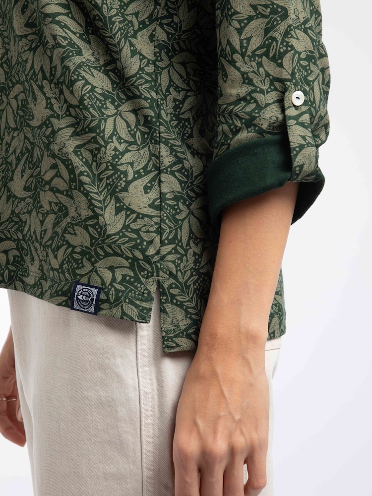 Зелений - Weird Fish Rosalie Printed Jersey Polo Shirt - Image 5 of 5