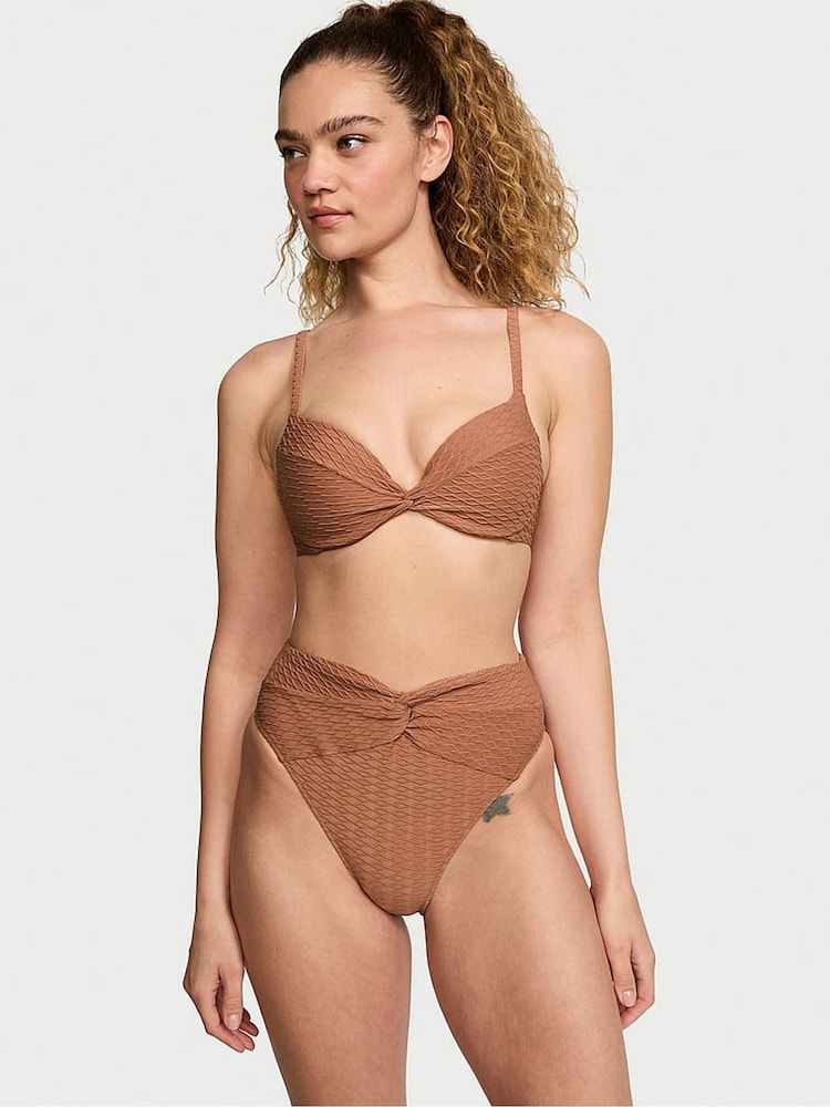 Victoria's Secret Caramel Brown Fishnet High Leg Swim Bikini Bottom - Image 1 of 3 Victoria's Secret Caramel Brown Fishnet High Leg Swim Bikini Bottom - Image 1 of 3