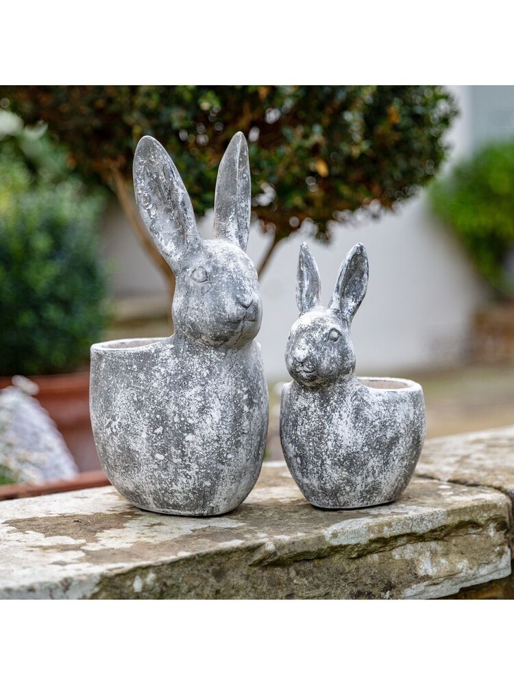 Gallery Home White Distressed Large Bunny Pot - Image 1 of 7