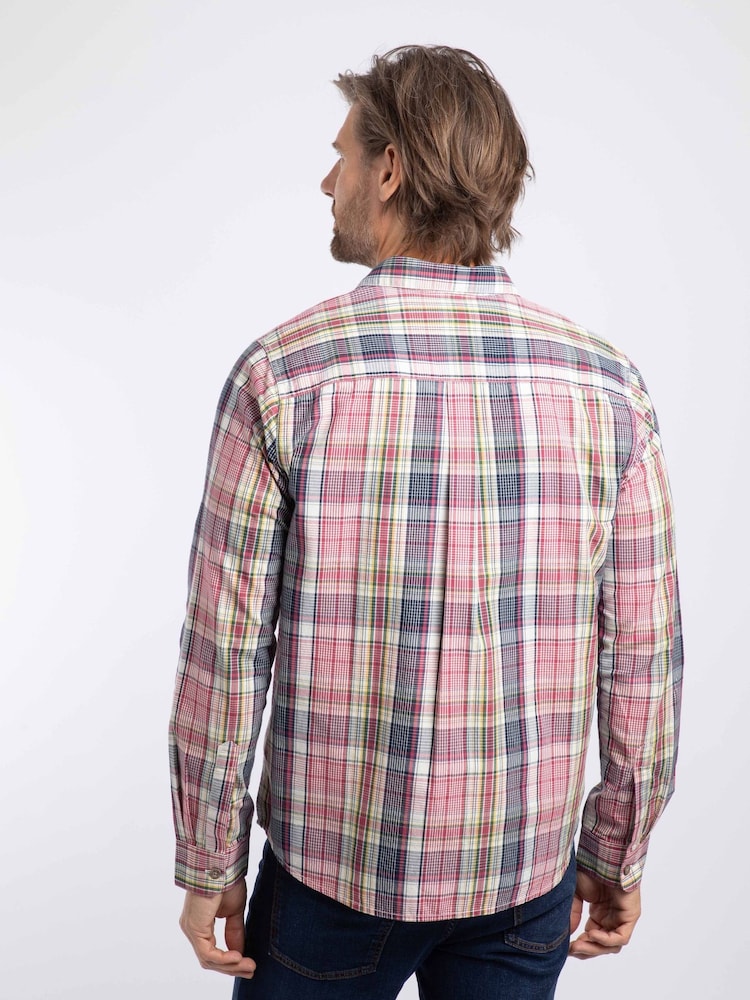 Weird Fish Red Lando Long Sleeve Check Shirt - Image 2 of 6 Weird Fish Red Lando Long Sleeve Check Shirt - Image 2 of 6