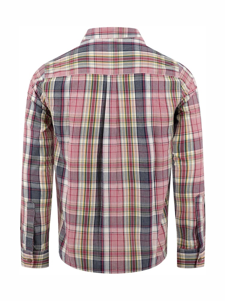 Weird Fish Red Lando Long Sleeve Check Shirt - Image 6 of 6 Weird Fish Red Lando Long Sleeve Check Shirt - Image 6 of 6