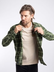 Weird Fish Green Broxton Long Sleeve Herringbone Check Shirt - Image 5 of 7