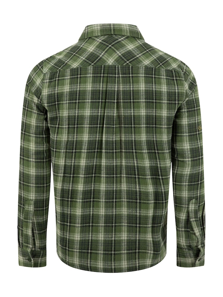 Weird Fish Green Broxton Long Sleeve Herringbone Check Shirt - Image 7 of 7