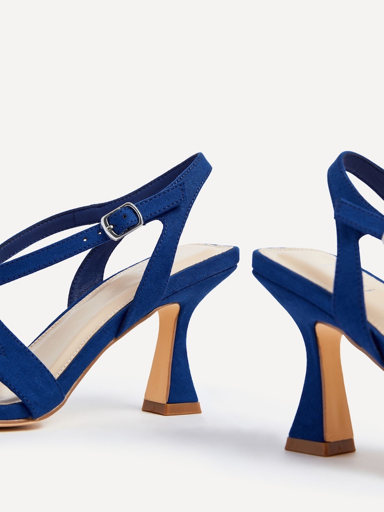 Buy Linzi Blue Liberty Open Toe Strappy Heeled Sandals With Flared