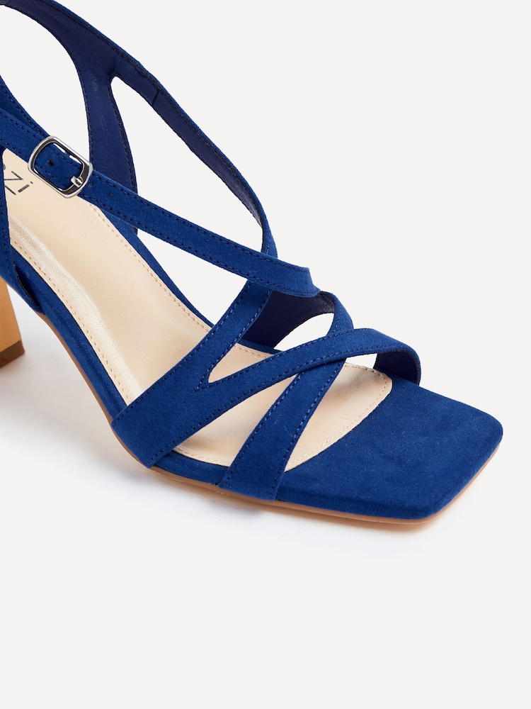 Linzi Blue Liberty Open Toe Strappy Heeled Sandals With Flared Stiletto - Image 5 of 5