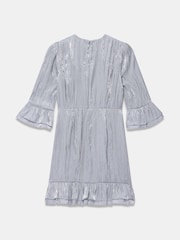 Mint Velvet Silver Metallic Ruffle Detail Mini Dress - Image 8 of 8