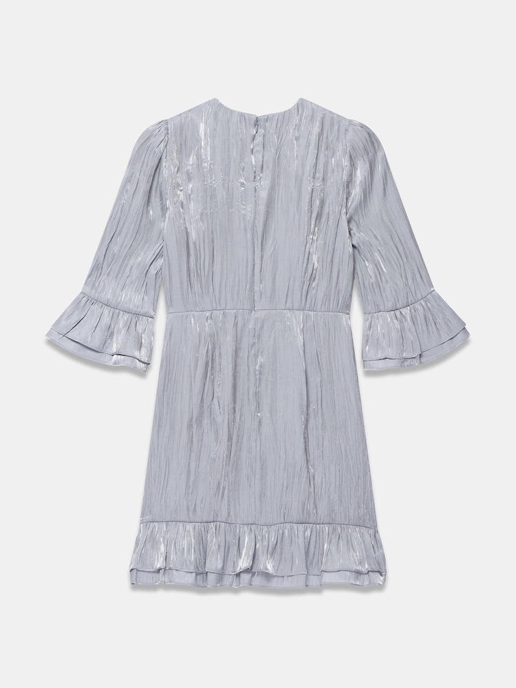 Mint Velvet Silver Metallic Ruffle Detail Mini Dress - Image 8 of 8 Mint Velvet Silver Metallic Ruffle Detail Mini Dress - Image 8 of 8