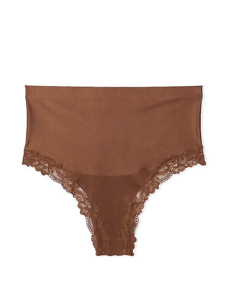 Victoria's Secret Mousse Nude Lace Trim Thong Shaping Knickers - Image 1 of 1