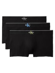 Calvin Klein Grey Graphic Monogram Cotton Stretch Trunks 3 Pack - Image 1 of 6