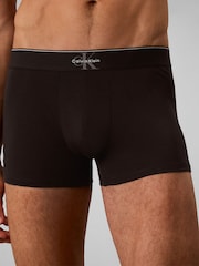 Calvin Klein Grey Graphic Monogram Cotton Stretch Trunks 3 Pack - Image 5 of 6