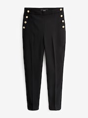 Black Tailored Button Detail Taper Trousers - Image 2 of 6