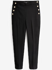 Black Tailored Button Detail Taper Trousers - Image 5 of 6