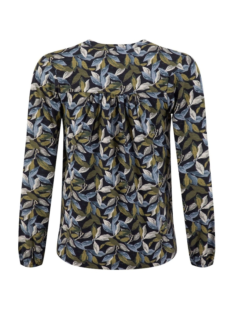 Weird Fish Aqua Blue Brooke Printed V-Neck Jersey Top - Image 7 of 7 Weird Fish Aqua Blue Brooke Printed V-Neck Jersey Top - Image 7 of 7