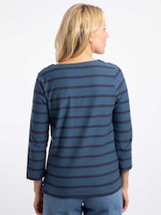 Blauschwarz - Weird Fish Saffira Jersey-Oberteil aus Baumwolle mit Streifen - Bild 2 von 7