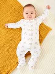 JoJo Maman Bébé White Puppy Print Sleepsuit - Image 1 of 3
