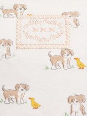 JoJo Maman Bébé White Puppy Print Sleepsuit - Image 3 of 3