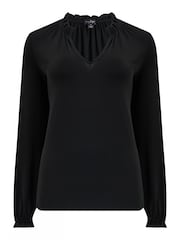 Pour Moi Black Bridget Slinky Jersey Long Sleeve Top - Image 3 of 4