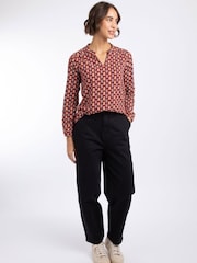 Weird Fish Orange Brooke Printed V-Neck Jersey Top - Image 3 of 7