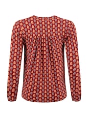 Weird Fish Orange Brooke Printed V-Neck Jersey Top - Image 7 of 7