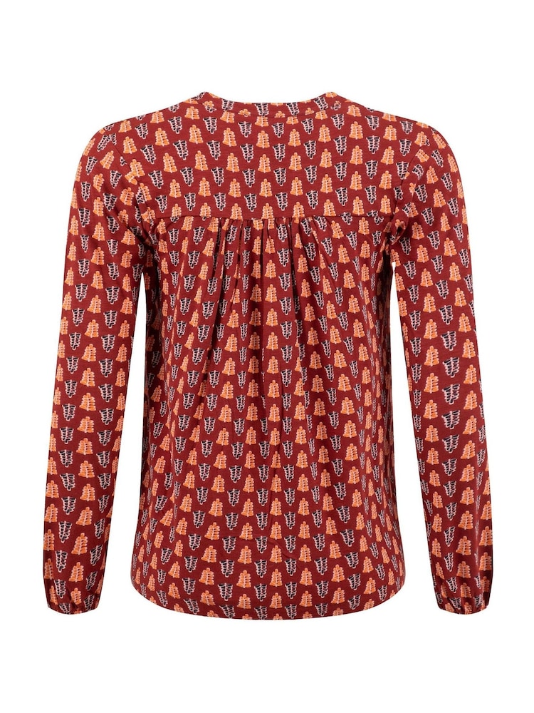 Weird Fish Orange Brooke Printed V-Neck Jersey Top - Image 7 of 7 Weird Fish Orange Brooke Printed V-Neck Jersey Top - Image 7 of 7