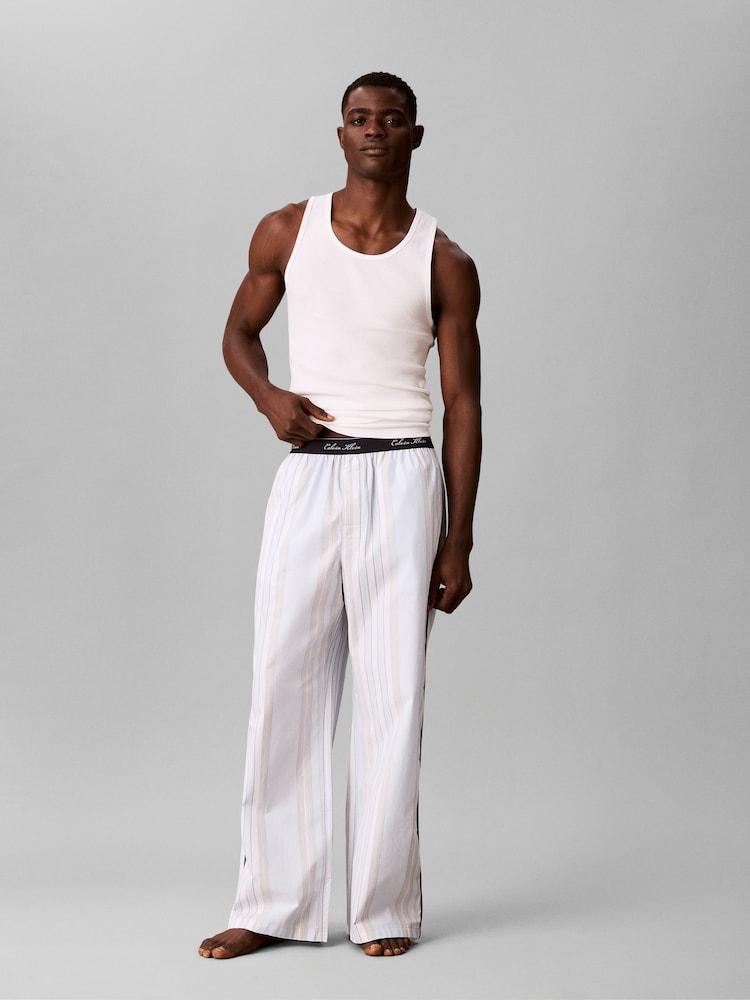 Calvin Klein Blue Cotton Poplin Pyjamas - Image 1 of 6 Calvin Klein Blue Cotton Poplin Pyjamas - Image 1 of 6