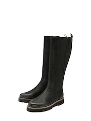 Ravel Black Dark Leather Knee High Chelsea Boots - Image 2 of 4