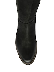 Ravel Black Dark Leather Knee High Chelsea Boots - Image 4 of 4
