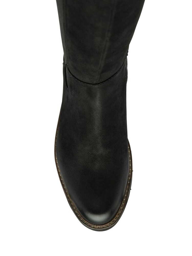 Ravel Black Dark Leather Knee High Chelsea Boots - Image 4 of 4