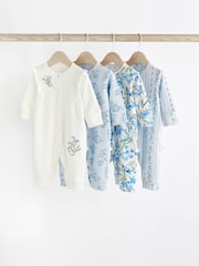 Blue Baby 100% Cotton Footless Sleepsuits 4 Pack (0mths-3yrs) - Image 1 of 9