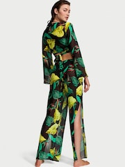 Victoria's Secret Vintage Leaves Black Sheer Crinkle Cover Up Trousers - Image 2 of 3
