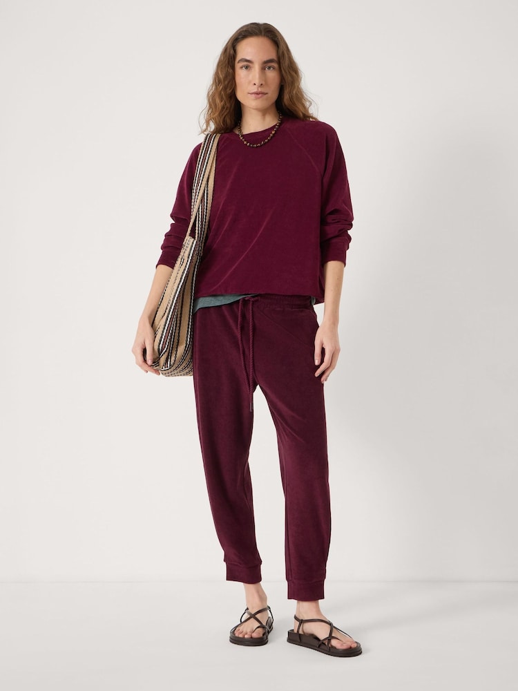 Hush Dark Wine Red Towelling Raglan Sweatshirt - Image 2 of 5 Hush Dark Wine Red Towelling Raglan Sweatshirt - Image 2 of 5