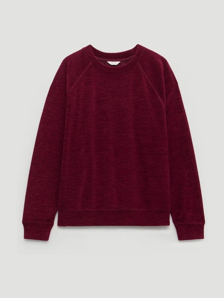 Hush Dark Wine Red Towelling Raglan Sweatshirt - Image 5 of 5 Hush Dark Wine Red Towelling Raglan Sweatshirt - Image 5 of 5