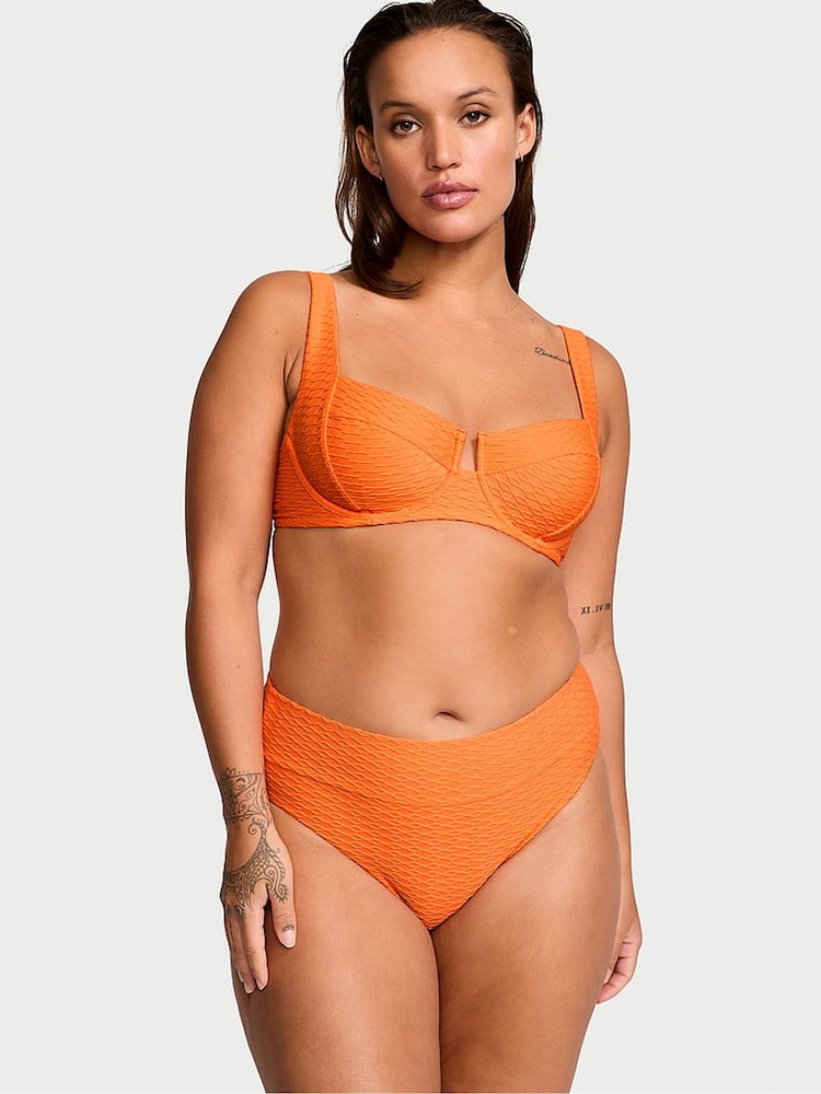 Victoria's Secret Sunset Orange Fishnet Balcony Swim Bikini Top - Image 1 of 3