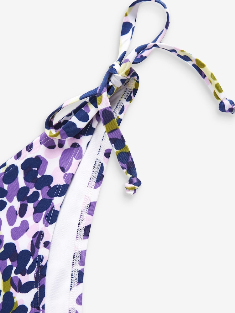 Violett/Limonengrün/Animalprint - Bikinihose mit seitlicher Schnürung - Bild 6 von 6